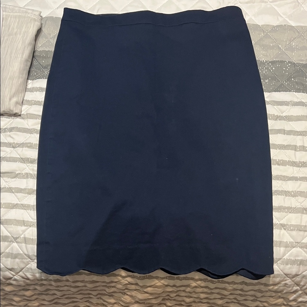 J. Crew Navy Scalloped Hem Pencil Skirt